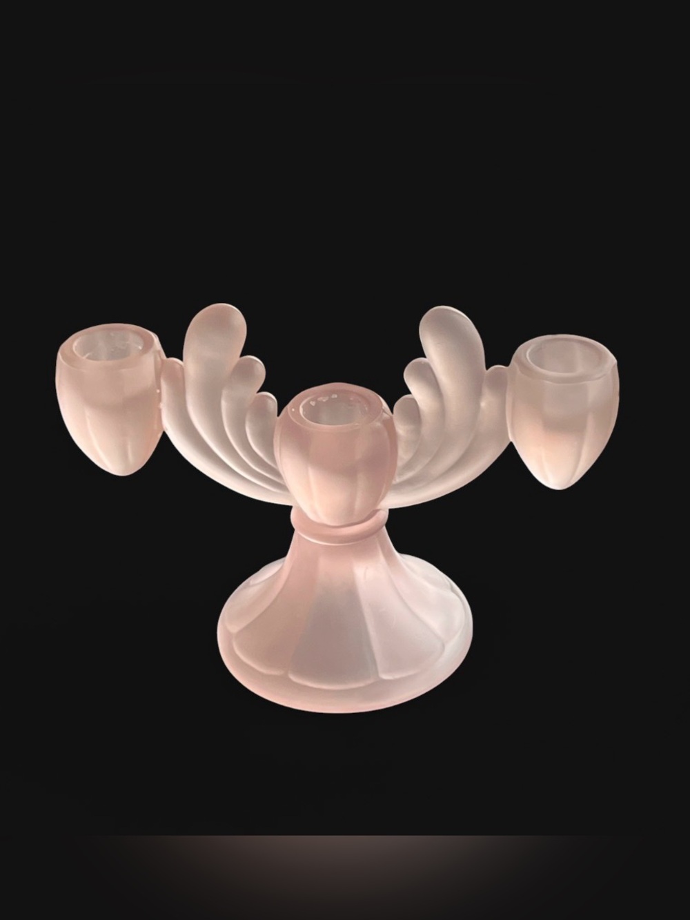 Vintage 1940's Art Deco Pink Satin Glass Candelabra Wing Design